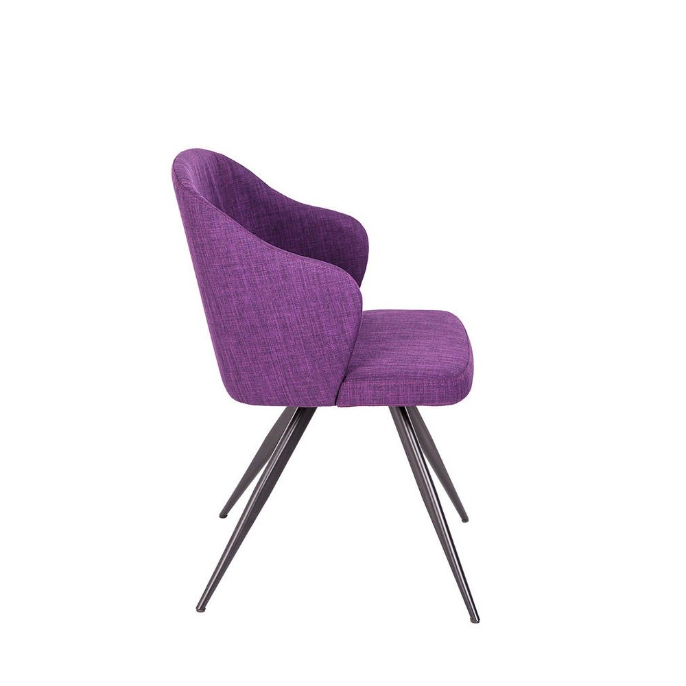 cerda logic armchair in purple fabric with armrest detail