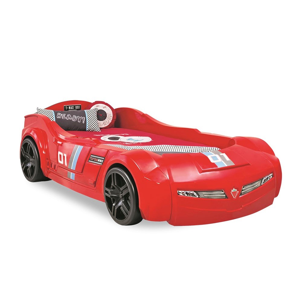 Lit en forme de voiture de course rouge modèle Turbo - SO NUIT