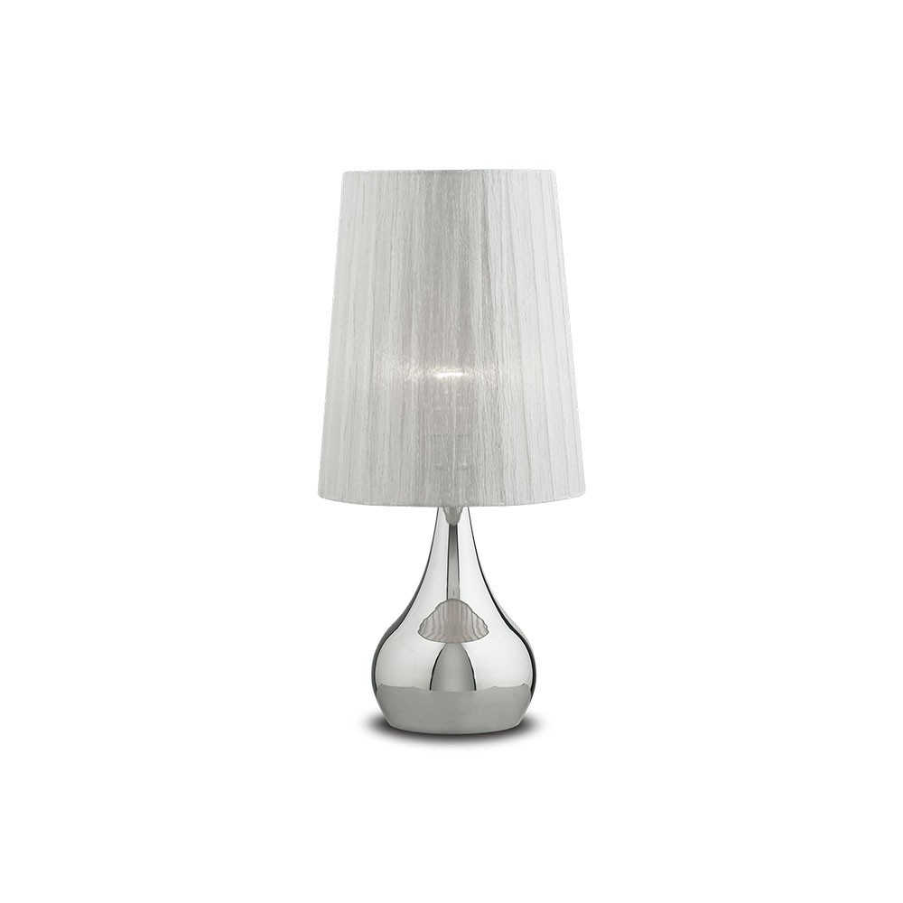 de eerste Sprong afstand Ideal Lux Eternity chrome table lamp and organza lampshade