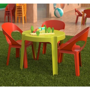 itamoby Table basse d'extérieur empilable Rita en polyéthylène disponible dans un jardin