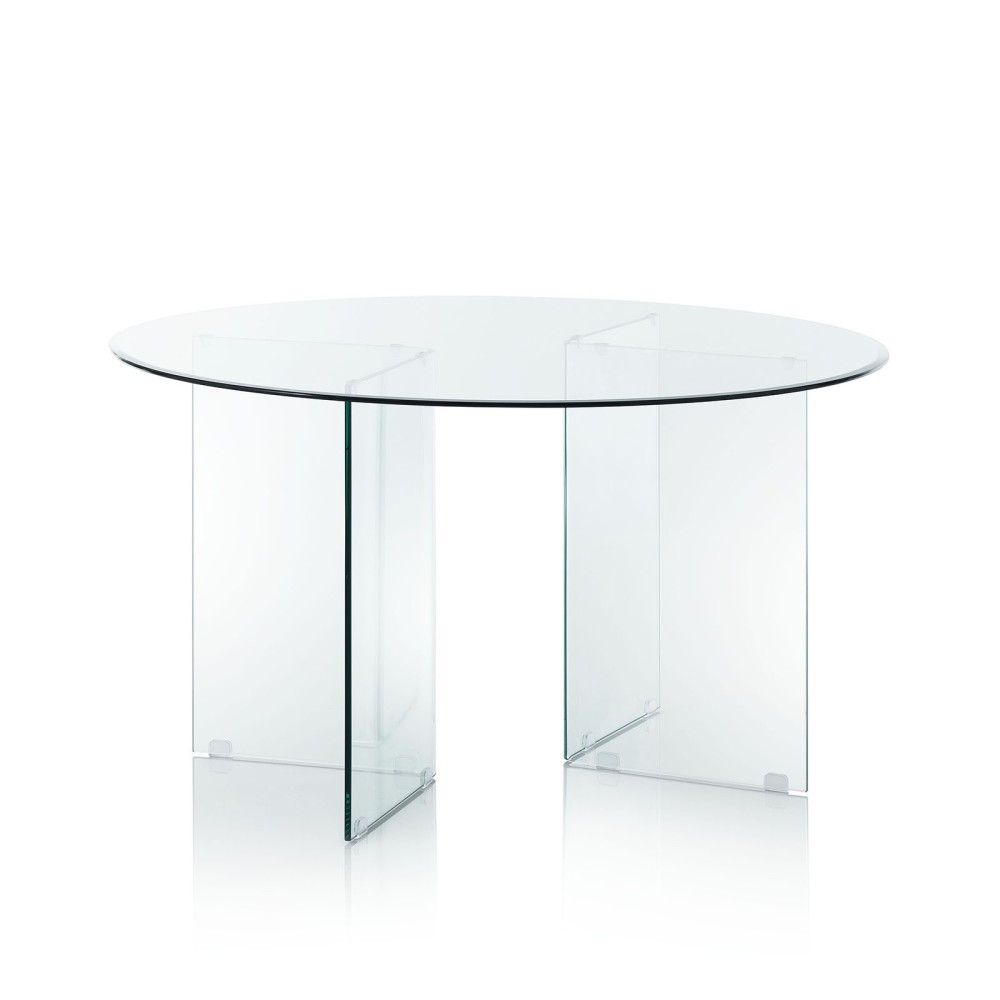 Nietje Doe mee Rekwisieten Ronde glazen tafel Lory met een modern en minimalistisch design