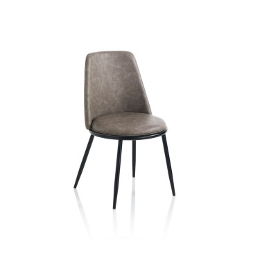 Snap dining chair in metal and covered in imitation leather available in two different finishes