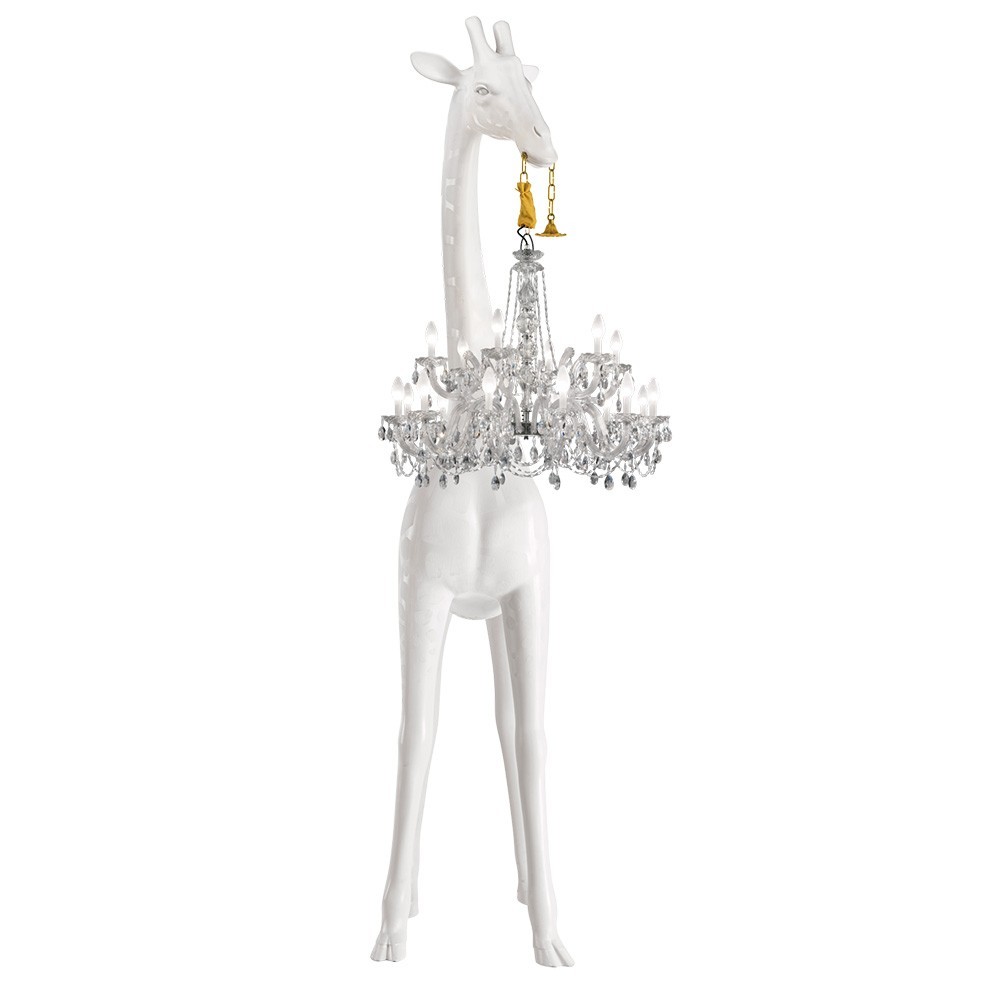 qeeboo giraffe white floor lamp front