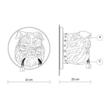 Amsterdam zidna lampa marke Karman u obliku engleskog buldoga