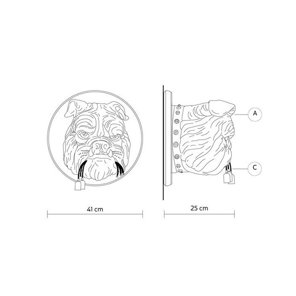 Amsterdam zidna lampa marke Karman u obliku engleskog buldoga