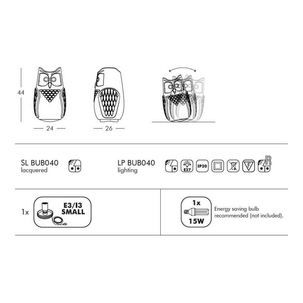 slide bubo stolna lampa specifikacije