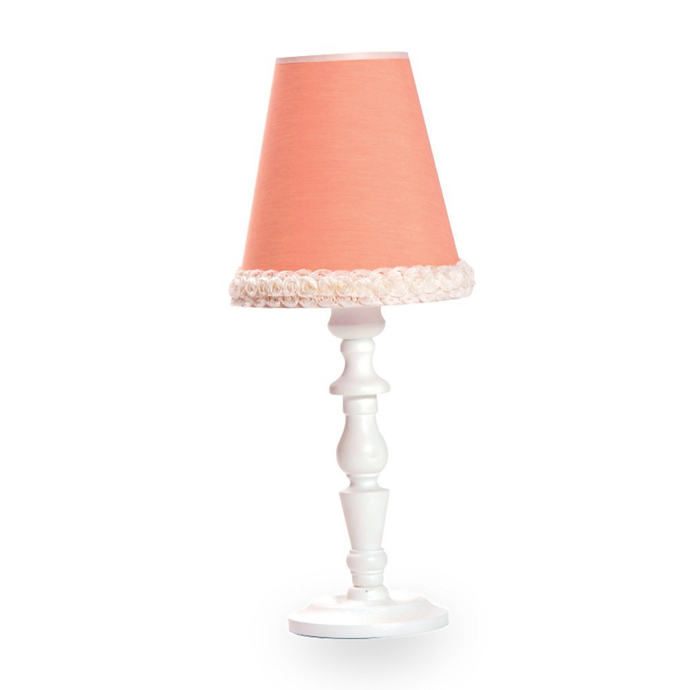 LAMPS & COMPANY Lampe de chevet enfant lampe de table rose abat jour  velours idéal pour chambre d'enfant fille ado et bébé déco scandinave lampe  de
