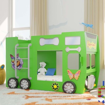 Bus-Shaped Bunk Bed Available In Multiple Colors For Children'S Bedrooms