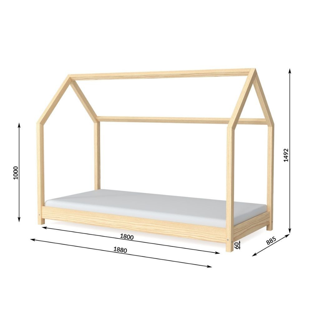 Dječji krevet Bella od Kocota u prirodnom drvu - tehnički list