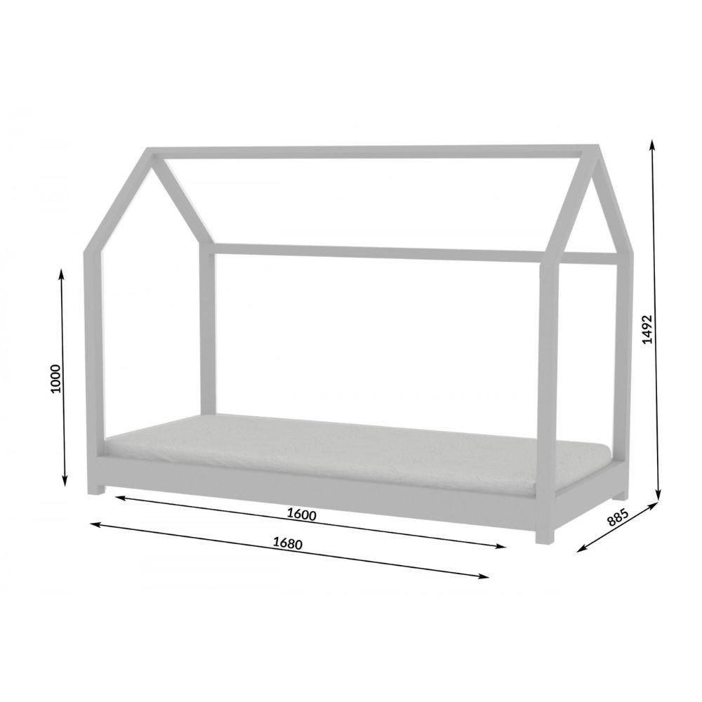 Dječji krevet Bella Kocot u sivoj prirodnoj boji - tehnički list
