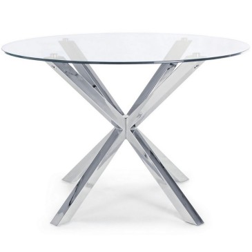 Table fixe moderne Bizzotto May en acier et verre