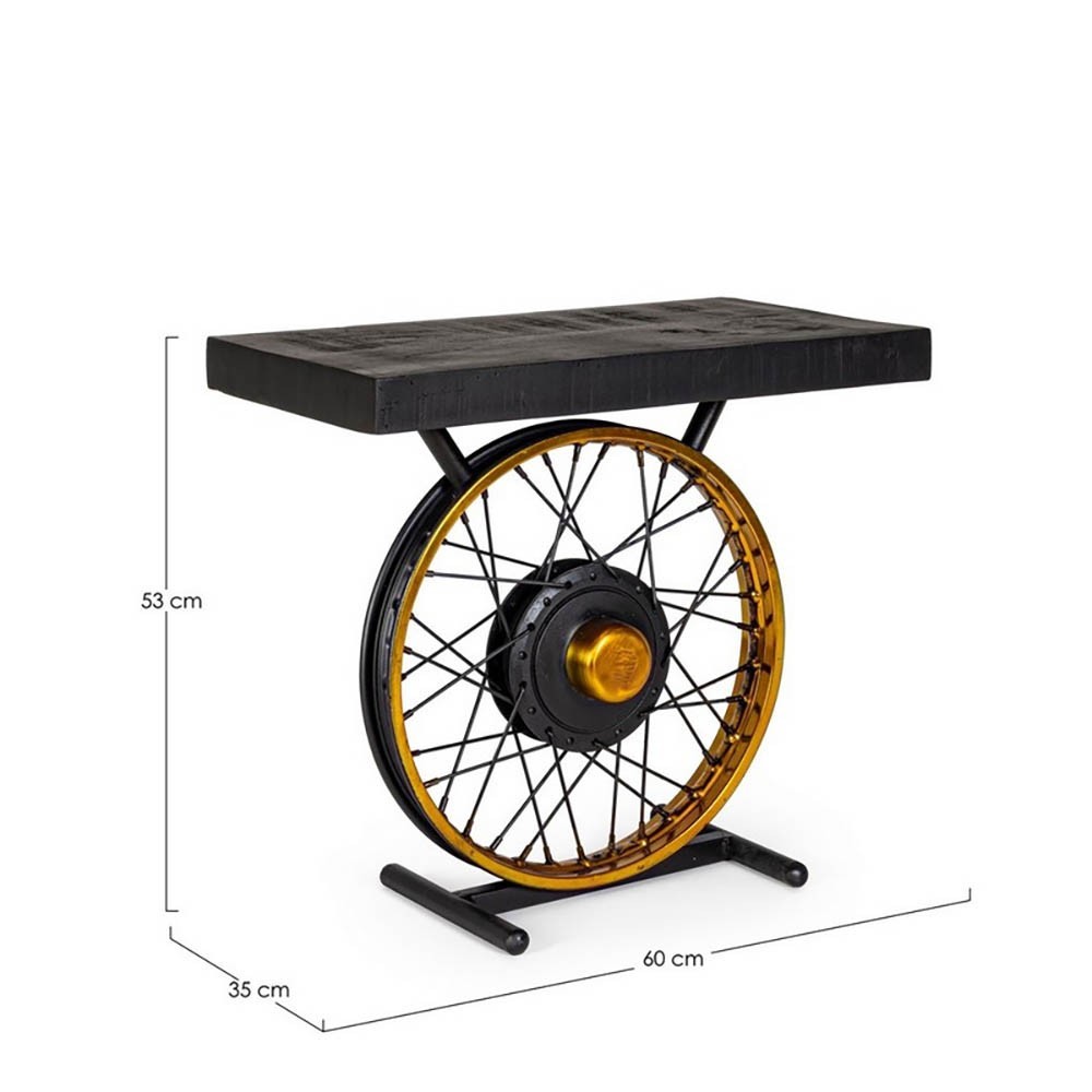 Table basse Road faite avec jante de moto | kasa-store