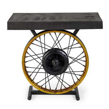 Table basse Road faite avec jante de moto | kasa-store