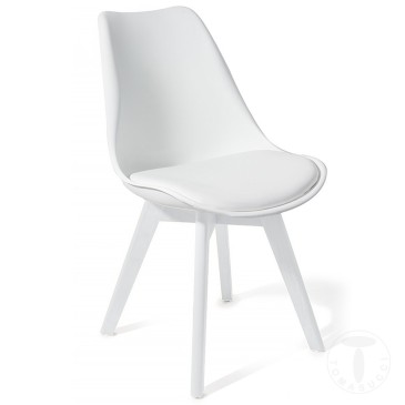 Tomasucci Kiki Evo Wood chair with solid wood legs, polypropylene shell and seat covered in synthetic leather