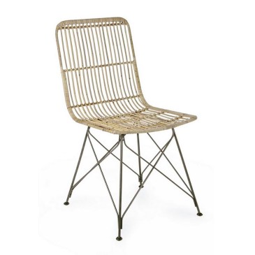 Bizzotto Lucila chair made with metal structure and kubu shell available in various finishes