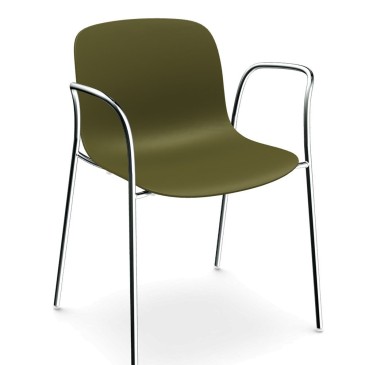 Magis Troy chair with chromed steel frame available with or without armrests