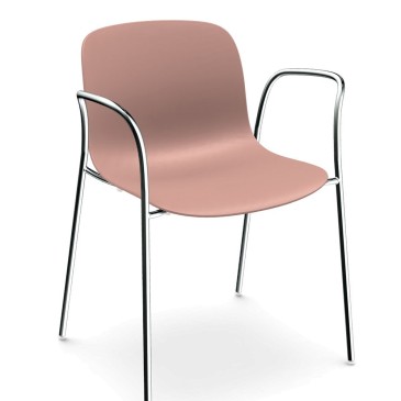 Magis Troy chair with chromed steel frame available with or without armrests