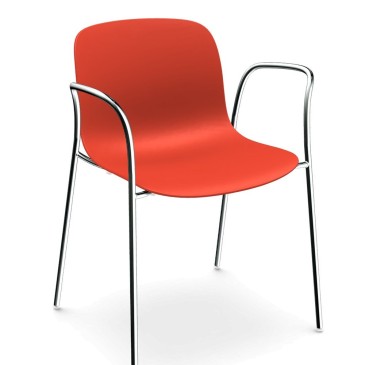 Magis Troy chair with chromed steel frame available with or without armrests