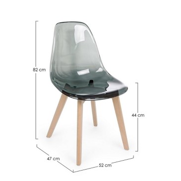 Bizzotto Fum Chair smoked with polycarbonate shell | kasa-store