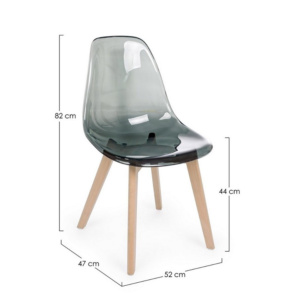 Bizzotto Fum Chair smoked with polycarbonate shell | kasa-store