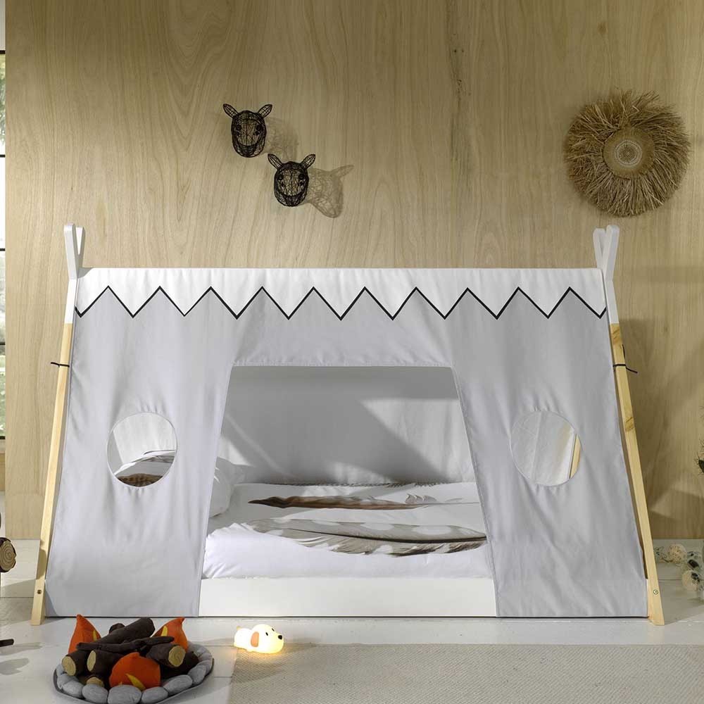 Estilo tipi de cama con dosel individual de madera de pino macizo para  niños, niños, niños pequeños