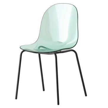 Connubia Academy chair with metal frame transparent polycarbonate shell