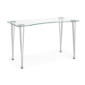 bizzotto desk with chrome legs glass top