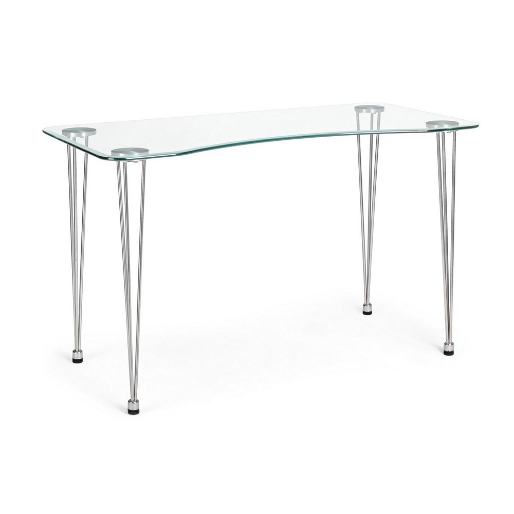 bizzotto desk with chrome legs glass top