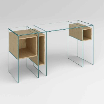 twee spier documentaire Tonelli Design Marcell vaste console in glas en hout | kasa-store