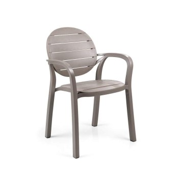 Chaise Nardi palma avec accoudoirs gris tourterelle