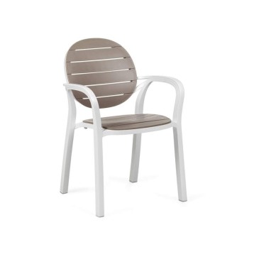 Chaise Nardi palma avec accoudoirs blanc/gris tourterelle