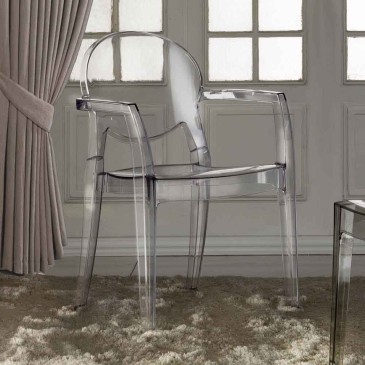 Set of 4 Ink chairs by La Seggiola in polycarbonate with or without armrests