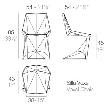 Vondom Voxel juego de 4 sillas apilables de polipropileno | kasa-store