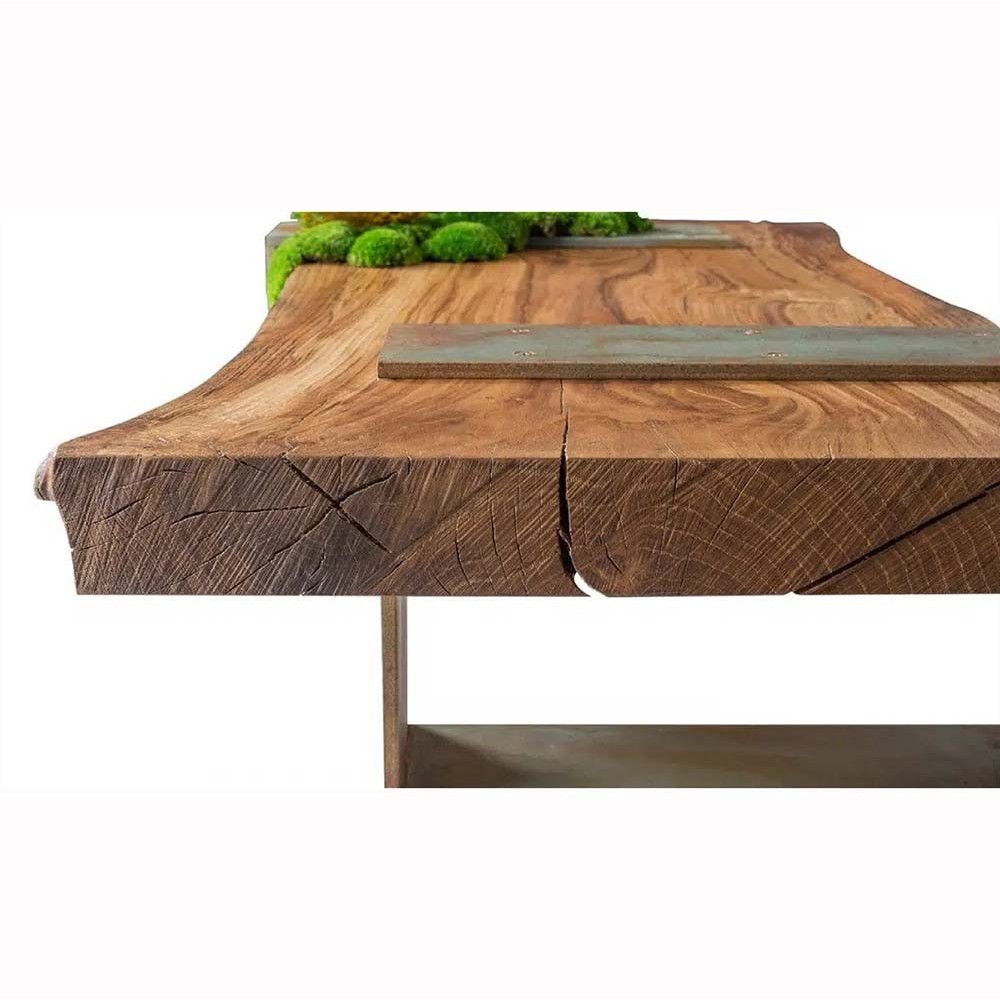 Tavolino da salotto in legno rivestito in muschio