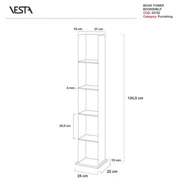 Vesta Book Tower podna polica za knjige od pleksiglasa | kasa-store