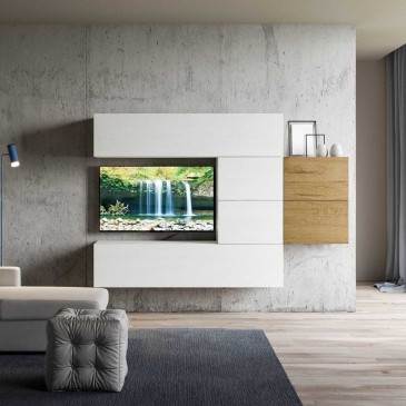 Support mural pour TV en bois de sapin thermo brossé  Deco meuble tv,  Support tele mural, Idee deco mur salon