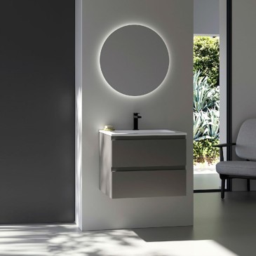 Kios salle de bain Pandora 60 composition de salle de bain avec deux tiroirs miroir rond intégré