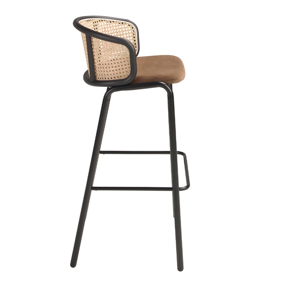 Tabouret en acier Angel Cerdà recouvert de rotin | kasa-store