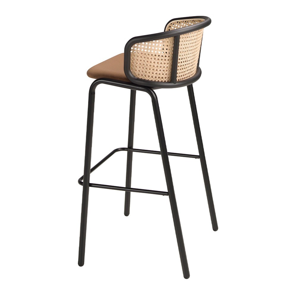 Tabouret en acier Angel Cerdà recouvert de rotin | kasa-store