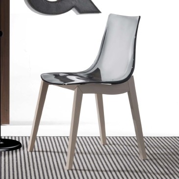 Chaise La Seggiola Orbital Wood avec structure en hêtre et coque en acrylique