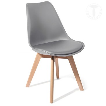 Tomasucci Kiki Evo Wood chaise en éco-cuir | kasa-store