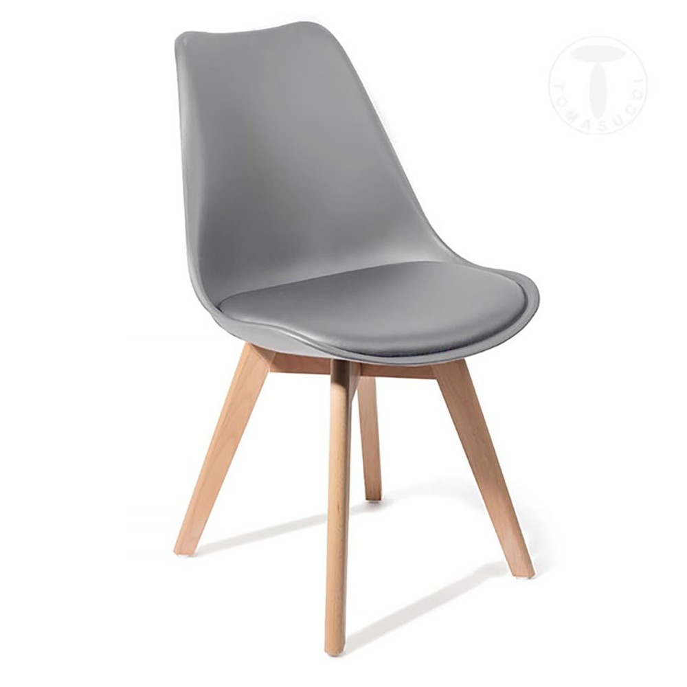 Tomasucci Kiki Evo Wood chaise en éco-cuir | kasa-store