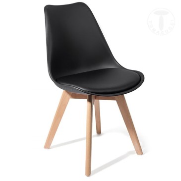 Tomasucci Kiki Evo Wood chaise en éco-cuir | kasa-store