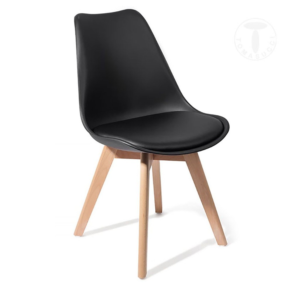 Tomasucci Kiki Evo Wood chaise en éco-cuir | kasa-store