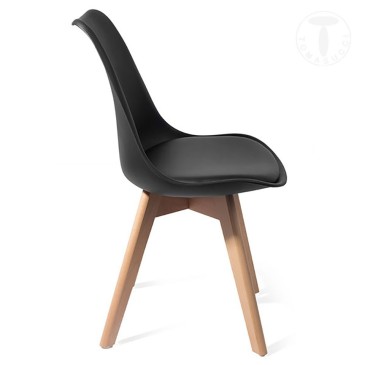 Tomasucci Kiki Evo Wood chaise en éco-cuir | kasa-store