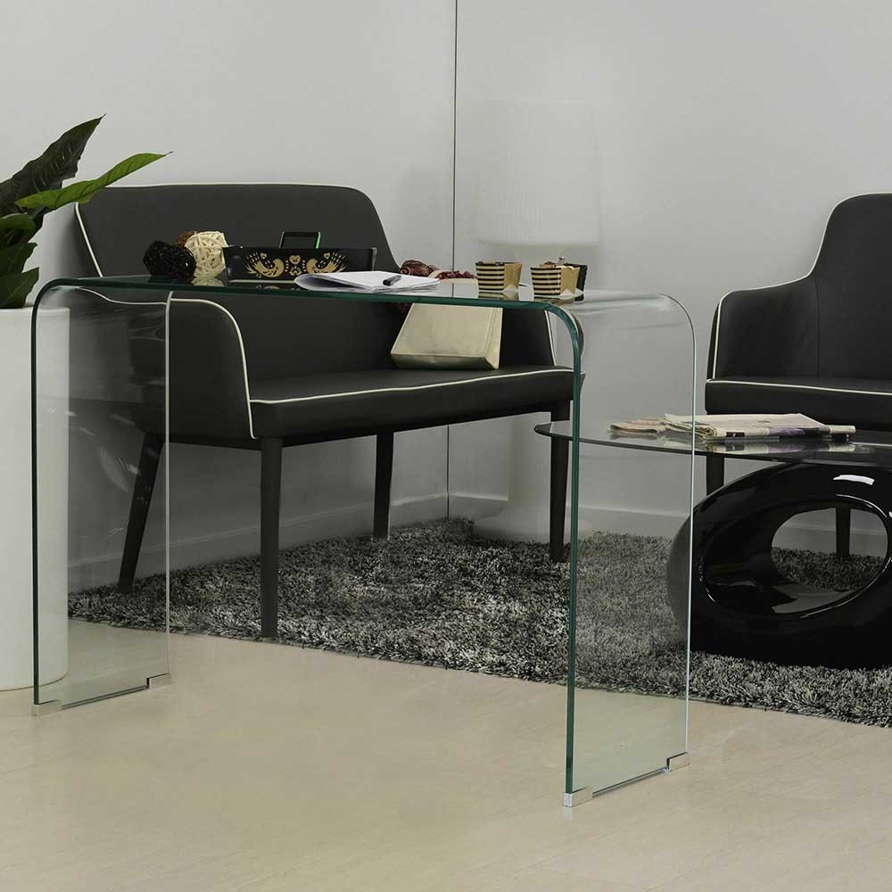 Designer glass console suitable for modern entrances