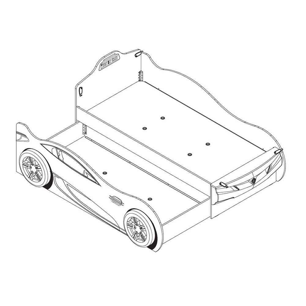 Dječji krevet u obliku trkaćeg automobila sa sportskim dizajnom