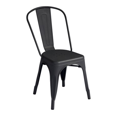 Industry stackable outdoor chair in sheet metal available in various finishes