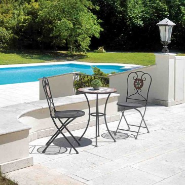 Chaise d'extérieur en fer forgé pour jardin ou piscine