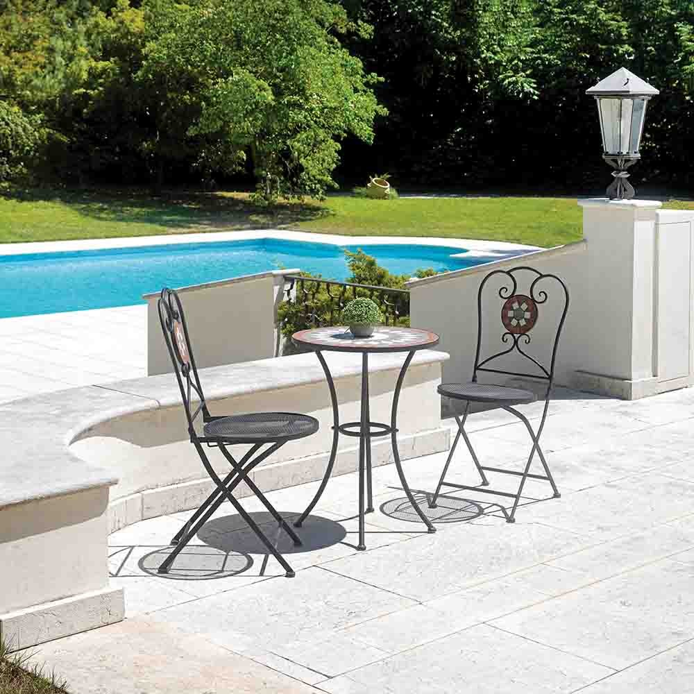 Outdoor wrought iron chair for garden or pool